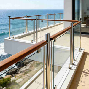 Balustrade moderne <span class=keywords><strong>en</strong></span> <span class=keywords><strong>acier</strong></span> <span class=keywords><strong>inoxydable</strong></span> et <span class=keywords><strong>acier</strong></span> au carbone avec verre trempé résistant à l'eau pour villa, avec caches-embouts - Product Image 5