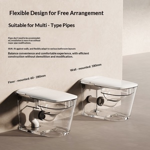 Toilette intelligente à induction capacitif avec éclairage, double alimentation en eau, en céramique, télécommande, buse autonettoyante, à poser au sol, <span class=keywords><strong>Super</strong></span> Swirl - Product Image 2