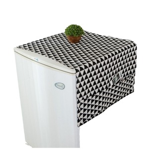 Funda para lavadora de poliéster y algodón, estilo moderno y sencillo, diseño geométrico amarillo con ribete de pompones para lavadora de tambor - Product Image 5