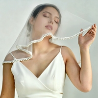 YouLaPan VA28 voile de mariée monobloc sans peigne rond avec masque facial méthodes de port multiples décoration de style de mariage unique