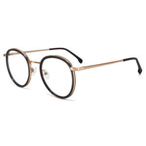 Gafas Ópticas Unisex Conchen con Montura Redonda de Metal y Biseles de Acetato, Lentes Planas, Tamaño Mediano, Diseño Moderno - Product Image 5