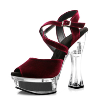Sandales à talons hauts de 14 cm à bout ouvert, style exotique, pour pole dance, boîte de nuit, modèle sexy, BDSM, fétiche du lit, fétiche, paillettes, chaussures à talons pour femmes