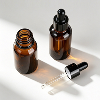Flacon compte-gouttes en verre vert de plusieurs tailles, bouchon pipette noir opaque, pour huiles essentielles, sérum facial, contenant cosmétique vide