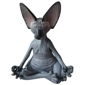 Estatueta de resina de gato esfignx meditação, estatueta de gato ioga, decoração caseira, animais