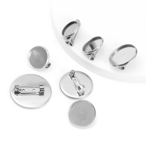 Base de <span class=keywords><strong>broche</strong></span> en acier inoxydable,style cabochon,plateau vide pour <span class=keywords><strong>camée</strong></span> avec fermoir à épingle,pour la fabrication de <span class=keywords><strong>bijoux</strong></span> - Product Image 2