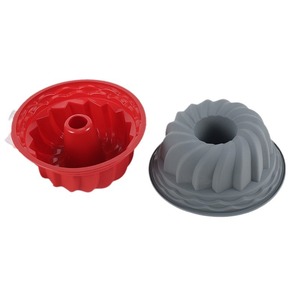 <b>Silicone</b> Spiral Round Cake Mold Red And Dark Gray 2 Pieces <b>Baking</b> Tools - Product Image 1