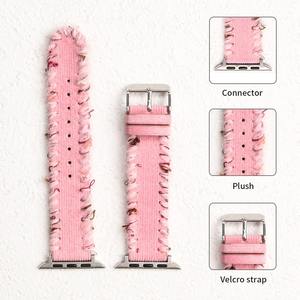 Forwelleny 20mm Vintage cosido a mano de cuero de lana en otoño e invierno <span class=keywords><strong>Correa</strong></span> para <span class=keywords><strong>Apple</strong></span> <span class=keywords><strong>Watch</strong></span> Series 11 10 49mm <span class=keywords><strong>Correa</strong></span> - Product Image 4