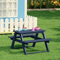Table de pique-nique contemporaine pour enfants, design moderne, en HDPE, résistante aux intempéries, ensemble table et chaises pour tout-petits avec banc pour cour et patio