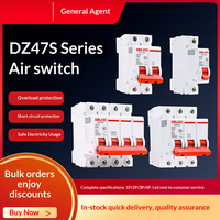 Disjoncteur d'air DZ47S domestique 1P2P3P triphasé 4P32A63A pour distribution d'énergie par bornes
