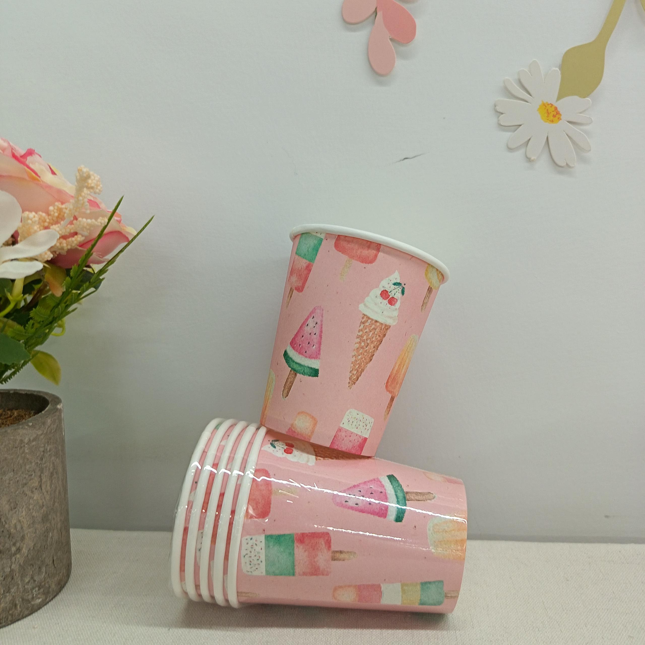 Gobelet en papier rose 9oz * 8 pièces