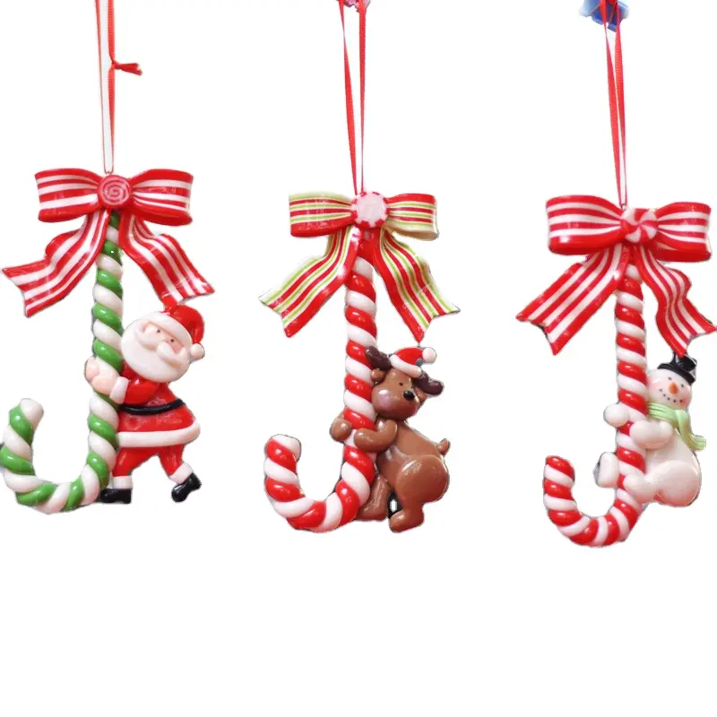 New Merry Christmas Decoration Small Cane Candy Cane Pendant Santa Claus Snowman Xmas Decorations Ornaments Supplies