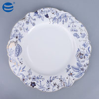 Lot de 20 assiettes en céramique de luxe imprimées de fleurs bleues avec tasse à thé et tasse à café service de vaisselle en porcelaine de Chine