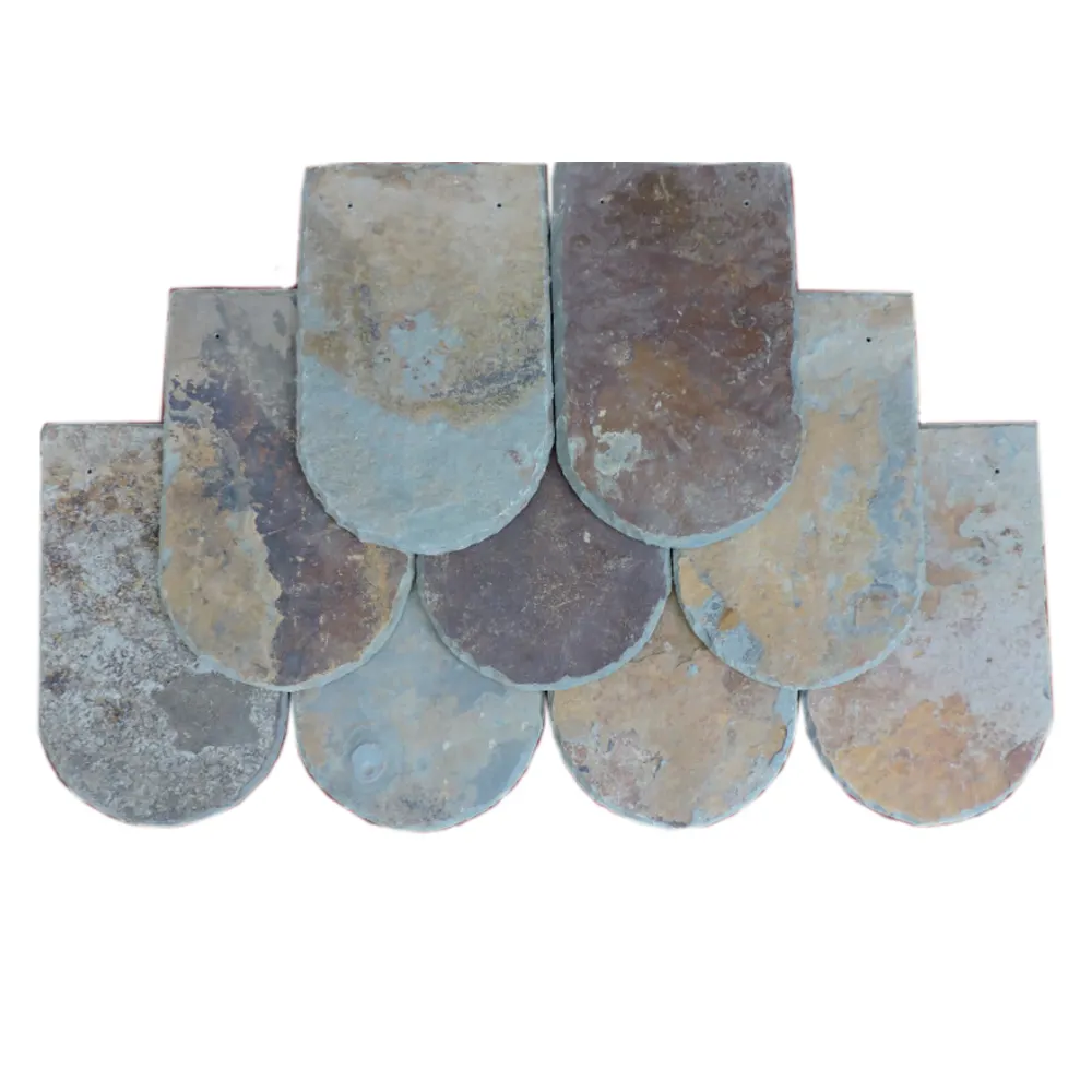 custom natural fish scale yellow rusty rustic slate roofing tiles