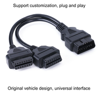 Cable de Extensión Divisor OBD2 de 16 Pines Macho a Doble Hembra en Y
