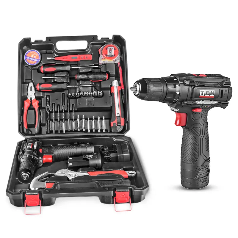 TEH Design Power Hand Heavy Duty Cordless Drill 12v Model Tool Set Electric Combo Kit Home Household Box