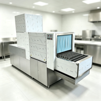 Lave-vaisselle professionnel entièrement automatique à convoyeur, à cuve unique, rinçage et séchage simples, en acier inoxydable, pour cuisine et hôtel