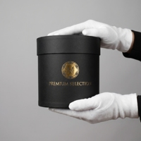 Boîte cylindrique ronde noire de luxe pour fleurs, tube en papier rigide avec logo personnalisé en feuille d'or, boîte cadeau pour rose fraîche ou préservée