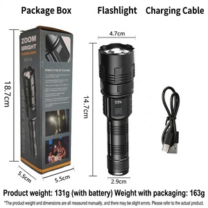 Lampe torche LED tactique <span class=keywords><strong>à</strong></span> zoom variable, indice <span class=keywords><strong>de</strong></span> protection IP65, corps en ABS, affichage numérique LCD <span class=keywords><strong>de</strong></span> la puissance, pour la chasse et l'éclairage d'urgence - Product Image 3