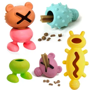 99 MOQ अनुकूलन योग्य रंग पालतू चबाने वाले खिलौने ट्रीट खिलौने और रबर पालतू खिलौने भोजन डिस्पेंसर चबाने के लिए टिकाऊ ट्रीट बॉल