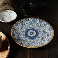 Assiettes à dîner en céramique vintage JQY, motif personnalisé, plat de service en céramique, vaisselle, restaurant, assiettes rondes en porcelaine, assiettes à dessert, assiettes à sushi