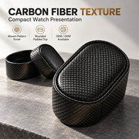 SUIXIN Mini Carbon Pattern PU Leather Recycled Materials Oval Watch Display Cushion Watch Winder Holder Buckle Closure