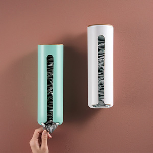 Wall Mounted Garbage Bag <b>Storage</b> <b>Box</b> Round White Covered <b>Kitchen</b> Bathroom Plastic Bag Holder Nordic Style - Product Image 1