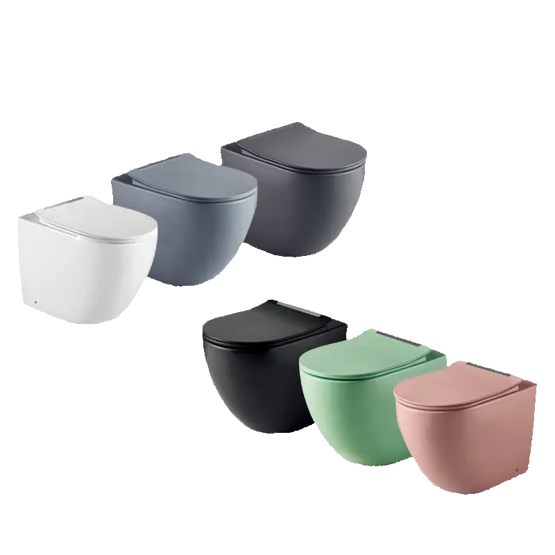 Hot Pink Gray Gold Orange Red Blue Brown Color Bowl Glaze Matt Float Tankless Elongated Round Square Black Wall Hung Toilet