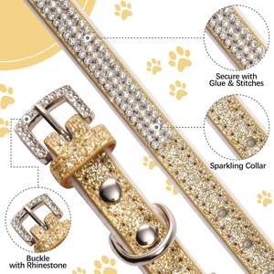 Collares de perro con diamantes de imitación brillantes, collares de perro ostentosos para mascotas pequeñas y medianas, collares de diamantes brillantes con estilo de lana de cuero brillante - Product Image 6