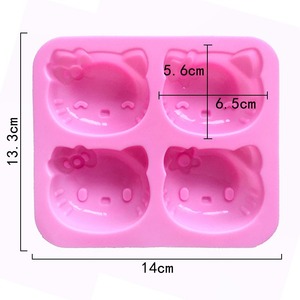 Molde de silicona para pastel con 4 cavidades en forma de cabeza de gato, herramienta para hornear en casa, molde para pastel de luna hecho a mano, molde para fondant. - Product Image 2