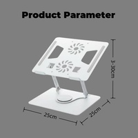 Support métallique pliable portable avec deux grands ventilateurs, support en acier réglable en hauteur, rotation à 360 degrés pour ordinateurs portables de 10 à 15,6 pouces