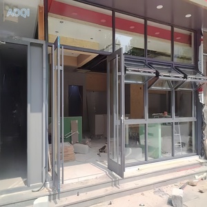 Puerta de vidrio antirrobo de aleación de aluminio comercial similar <span class=keywords><strong>a</strong></span> la de KFC y McDonald's en la entrada de una tienda - Product Image 4