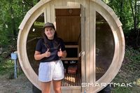 Sauna à vapeur extérieur personnalisé en forme de baril, 2 à 10 personnes, en cèdre rouge/épinette canadienne, traditionnel, 220V, certifié ETL, avec WiFi