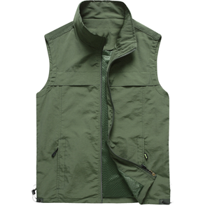 [Double-sided Wear] Add Fleece Winter Reversible Vest Outdoor Quick-drying Breathable Men's Thin Zipper Large Size OEM Service - Product Image 1