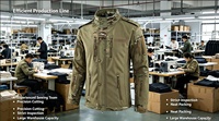 Veste Softshell Tactique Coupe-Vent Doublée Polaire avec Capuche Rétractable et Multiples Poches Zippées pour Chasse, Camping et Activités de Plein Air – Motif Camouflage
