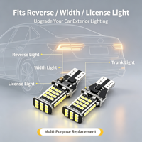HOLY T15-2016-45SMD Feu de recul LED à éclairage multi-faces 45PCS 2016 SMD avec décodage Canbus Blanc 6000K 65W 12V pour voiture