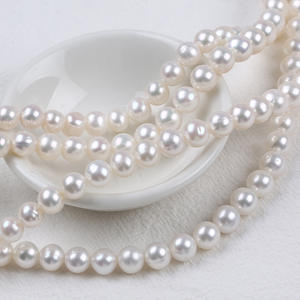 8-9mm White Round Natural <b>Freshwater</b> Cultured <b>Pearl</b> Beads Loose <b>Pearls</b> for DIY Necklace <b>Bracelet</b> Material 5-6mm Size - Product Image 1