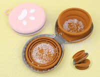 Nouveau bol double pliable en silicone de haute qualité pour animaux de compagnie bol d'alimentation et d'eau portable fournitures pour animaux de compagnie avec boucle de suspension à fermeture éclair