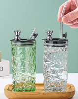 Tasse en verre YUANHE de haute qualité, motif ours en peluche, 350 ml, anti-fuite, anti-chute, avec couvercle et paille, écologique, pour boissons chaudes, épaissie