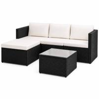Ensemble de conversation de jardin moderne en rotin avec structure en acier imperméable, avec grill et chauffage