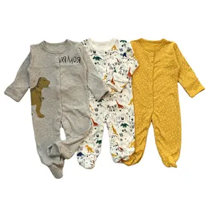 Pijama infantil, pijama chique infantil de manga longa para bebês, de algodão orgânico com luvas