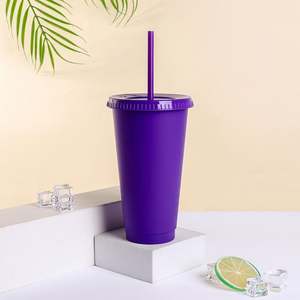 BPA Free Colorful 16oz 24oz Reusable Leak-Proof Plastic <b>Straw</b> <b>Cup</b> with Lid Boiling Water Applicable for Stadium Party Events - Product Image 5