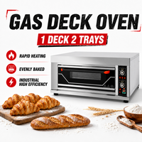 Four à sole au gaz commercial 1 sole 2 plateaux en acier inoxydable robuste de qualité industrielle pour boulangerie, pain et pizza, commande par bouton
