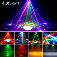 Lumière de scène DJ LED DMX à 6 bras, effet stroboscopique, lumière laser RGBW 150W, lumière de fête, faisceau mobile à télécommande pour mariage, parc à thème