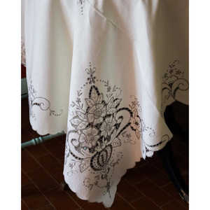 Mantel Étnico de Lino y Algodón Amarillo con Bordado Gris, Estilo Rústico, Decoración de Cocina para Bodas y Uso en Hoteles - Product Image 1