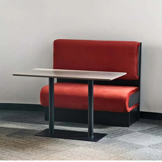 High End Red Velvet Dining Booth Set Luxury Restaurant Seating Banquette Cafes Sofa