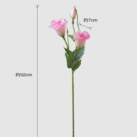 Vente en gros de fleurs artificielles en soie Eustoma Lisianthus à 3 têtes, blanches et violettes, pour la décoration de la maison, des mariages, des fêtes et des centres de table