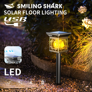 Lámpara Solar de Piso con Forma de Tiburón Sonriente, LED para Jardín Exterior, Recargable por USB - Product Image 1