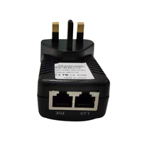 Inyector PoE de 10/100M, 24W, Compatible con IEEE 802.3af, Adaptador de Corriente CA 100-240V para Cámara IP y Punto de Acceso