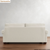 Canapé moderne à deux places en tissu avec accoudoirs roulés, causeuse rembourrée confortable pour l'espace de vie à la maison