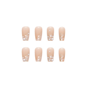 Faux ongles en résine de soie perlée Z434, longueur moyenne, 24 pièces, à coller, pour mariage, prêts à poser, ongles artificiels. - Product Image 4